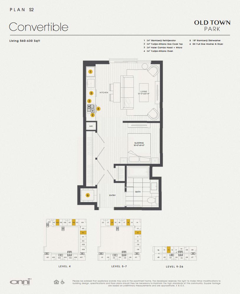 Floor plan for studio, 1 bath, 565 sqft